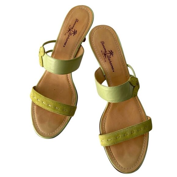 Tommy Bahama Green Kitten Heels Sandals Made in Italy in Size 9M - Picture 3 of 9